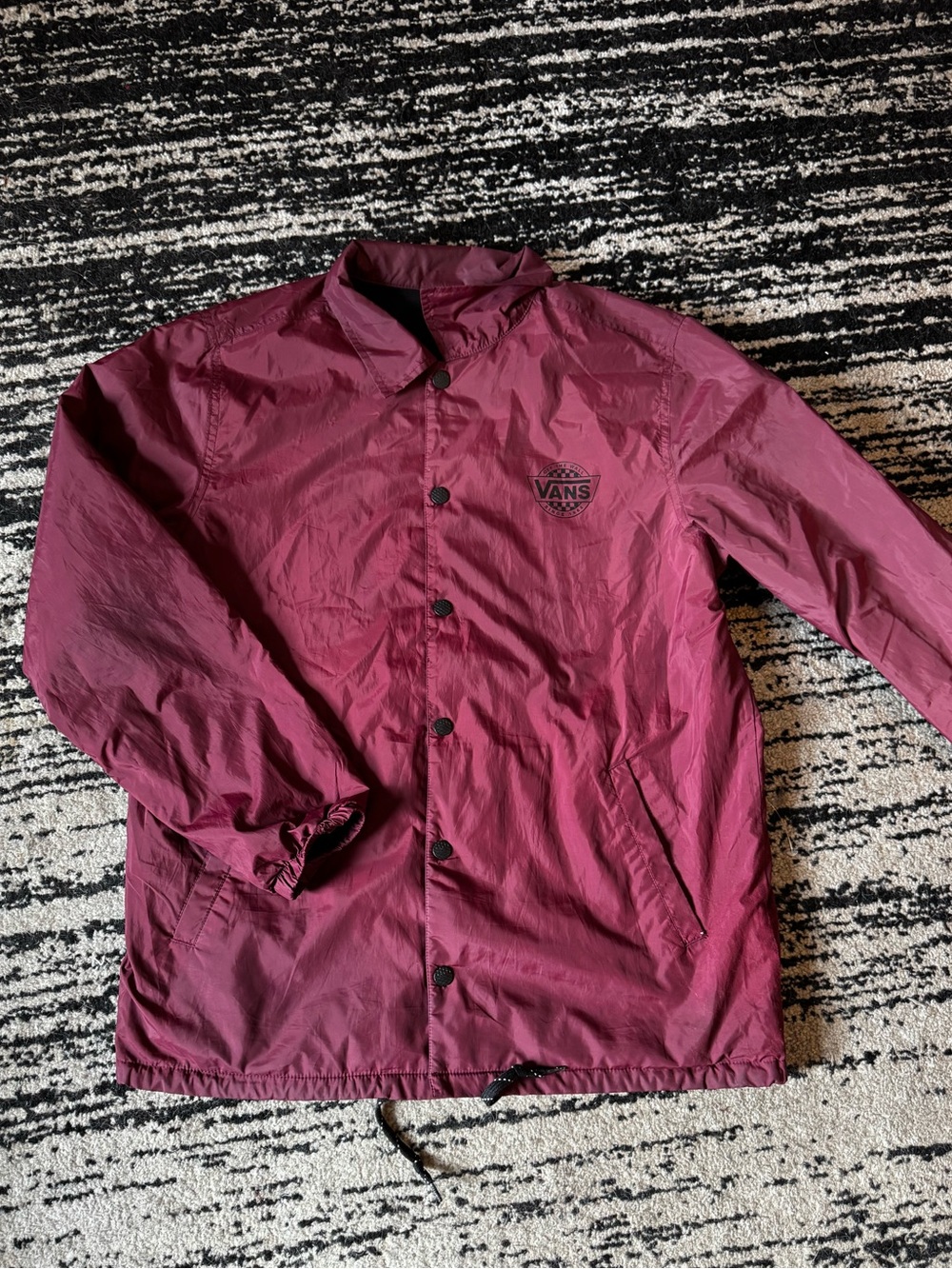 Vans Men's Burgundy Windbreaker Jacket with Logo